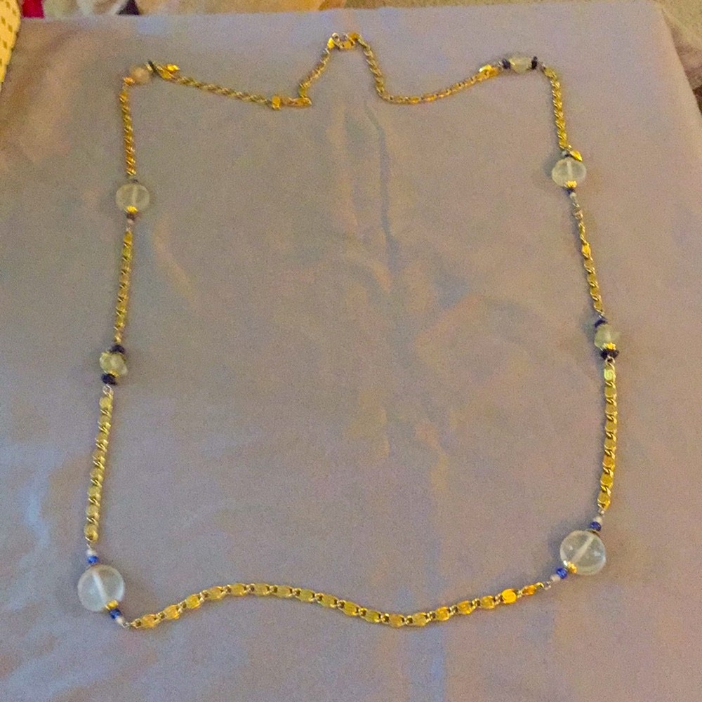 Clear beads and blue stones necklace